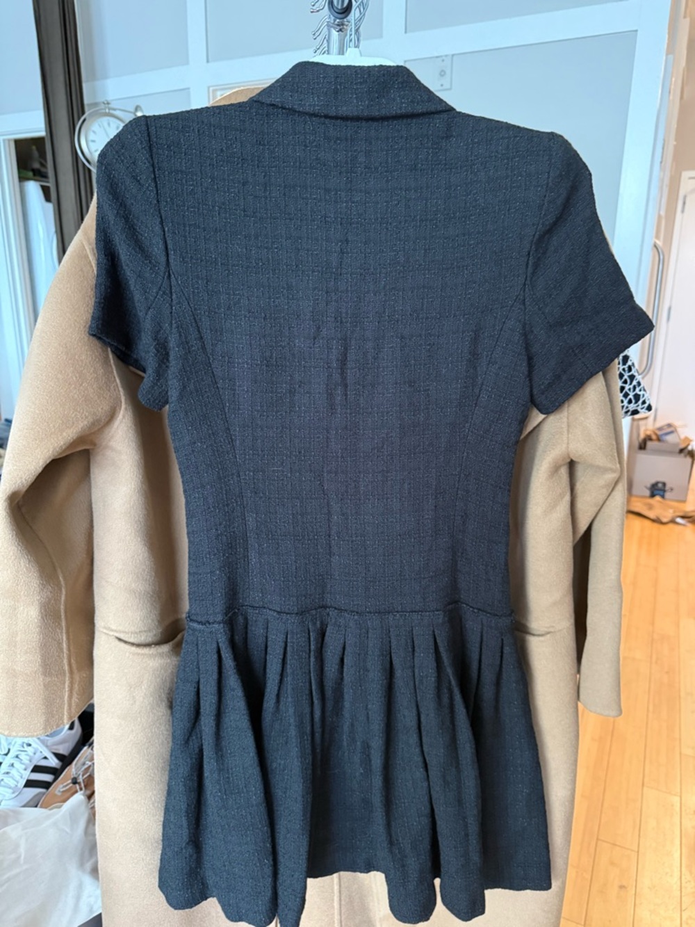 NWT Sandro Black Double-Breasted Tweed Mini Dress - Picture 7 of 8